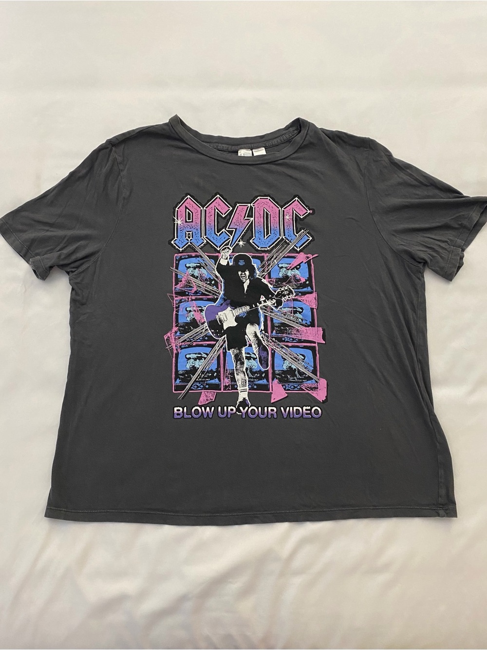 AC/DC Blow Up Your Video Graphic Band Tee Gray Size M